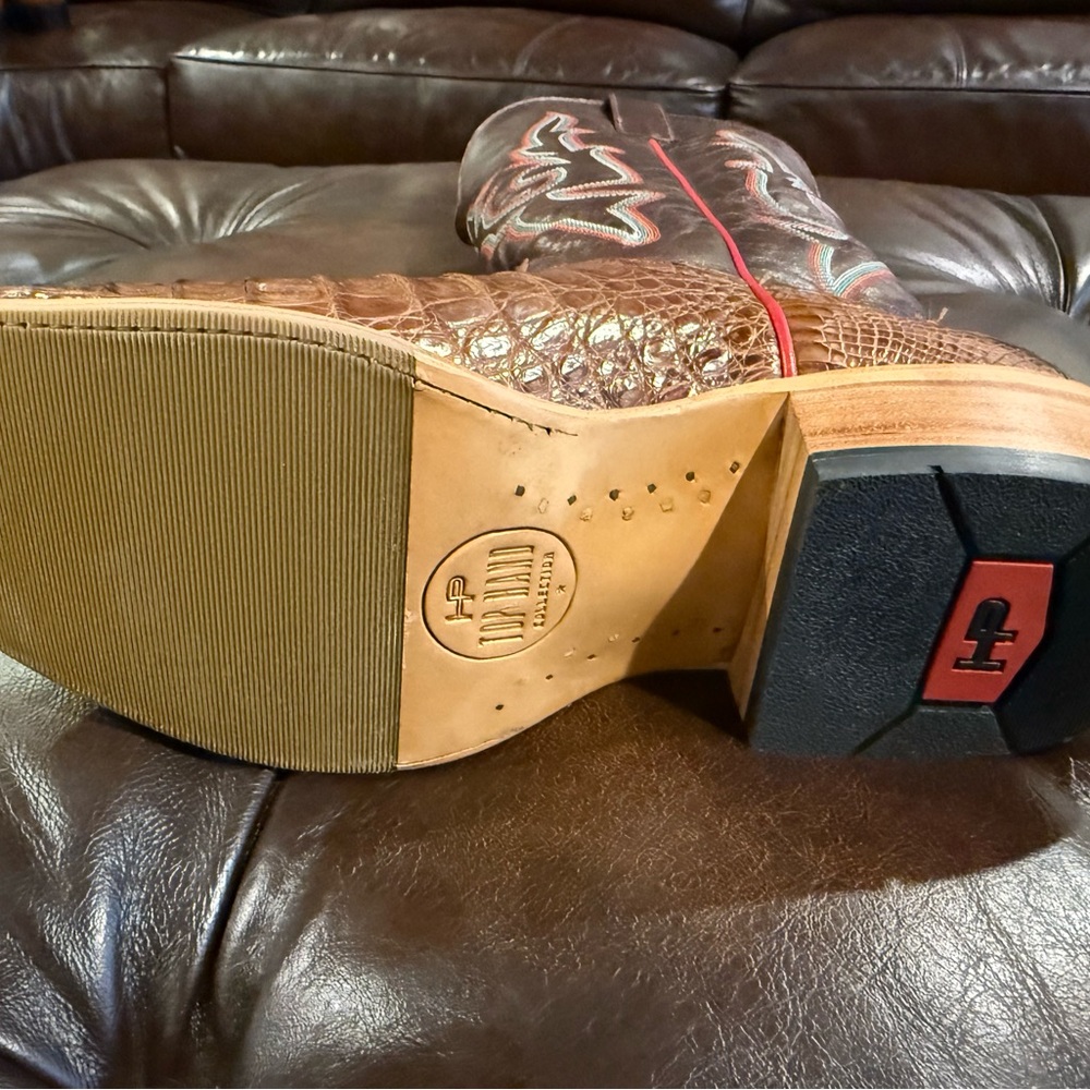 Caiman 10.5EE Horse Power Exotic Brown Cowboy Boots EC - Picture 9 of 15